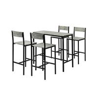 SoBuy Set Tavolo da Bar Alto con 4 Sgabelli - Tavolo Salvaspazio per Cucina Piccola e Balcone, Stile Industriale Moderno - Tavolino Alto da Esterno per Giardino o Terrazzo OGT14-HG