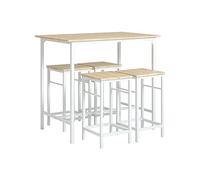 SoBuy Set Tavolo da Bar Alto con 4 Sgabelli Tavolo Salvaspazio per Cucina Piccola e Balcone, Stile Industriale Moderno Tavolino Alto da Esterno per Giardino o Terrazzo OGT11-WN
