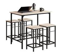 SoBuy Set Tavolo da Bar Alto con 4 Sgabelli Tavolo Salvaspazio per Cucina Piccola e Balcone, Stile Industriale Moderno Tavolino Alto da Esterno per Giardino o Terrazzo OGT11-N