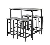 SoBuy Set Tavolo da Bar Alto con 4 Sgabelli Tavolo Salvaspazio per Cucina Piccola e Balcone, Stile Industriale Moderno Tavolino Alto da Esterno per Giardino o Terrazzo OGT11-HG