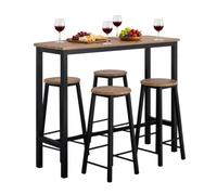 SoBuy Set Tavolo da Bar con 4 Sgabelli, 120 cm, Nero e Legno | Ideale per Pranzi in Famiglia e Feste con Amici in Cucina, Sala da Pranzo, Balcone, Esterni e Giardino, OGT22-SCH