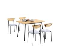 SoBuy Set Tavolo da Pranzo 5 Pezzi con 4 Sedie Comode, Tavolo da Cucina Compatto per Piccoli Spazi, Tavolo con Sedie Ideale per Sala da Pranzo, Cucina, Soggiorno, Balcone e Arredo Esterno OGT52-N