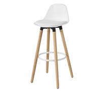 SoBuy Sgabello Bar Sgabello Cucina Alto Sedia Alto da Bar Altezza del Sedile: 70 cm Gambe in Legno Massiccio di faggio FST70-W (Bianco)