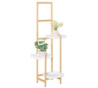 SoBuy STR13-WN Scaffale per fiori in legno per 3 animali Scaffale per piante Supporto per vasi da fiori multipiano per 3 vasi Panca per fiori Natura 31x130x27 cm