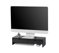 SoBuy Supporto Monitor Scrivania con 2 Cassetti Rialzo Monitor da Scrivania Supporto PC Laptop Stand per Ufficio o Casa Altezza 11cm Nero 47x18x11cm BBF02-SCH