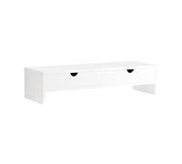 SoBuy Supporto Monitor Scrivania con 2 Cassetti Rialzo Monitor da Scrivania Supporto PC Laptop Stand per Ufficio o Casa Altezza 11cm Bianco 47x18x11cm BBF02-W