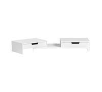 SoBuy Supporto Monitor Scrivania Rialzo Monitor da Scrivania Regolabile con 2 Cassetti Supporto PC Portatile Laptop Stand da Ufficio Bianco 60-107x22x11cm BBF04-W