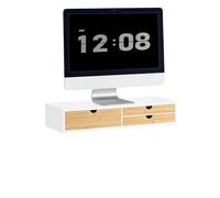 SoBuy supporto per monitor con 3 cassetti Bianco-Naturale 60x22x11 cm BBF11-WN