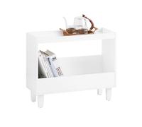 SoBuy Tavolino - Comodino multifunzionale con 2 ripiani - Ideale per soggiorno, camera da letto o ufficio, L60 x P25 x A50 cm, Bianco FBT147-W
