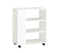 SoBuy Tavolino Salotto con Ruote e Porta Stampante, Bianco