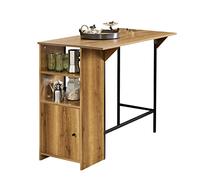 SoBuy Tavolo Alto da Cucina con Piano Estensibile Tavolo da Bar Moderno con Ripiani di Stoccaggio, Design Salvaspazio per Cucina Piccola, Soggiorno o Angolo Bar 120 × 45/63 × 95cm FWT98-PF
