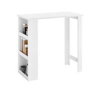 SoBuy Tavolo Alto da Cucina, Tavolo da Bar Moderno con Ripiani di Stoccaggio, Design Salvaspazio per Cucina Piccola, Soggiorno, Angolo Bar o Studio Bianco 112 x 57 x 106 cm FWT17-II-W