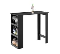 SoBuy Tavolo Alto da Cucina, Tavolo da Bar Moderno con Ripiani di Stoccaggio, Design Salvaspazio per Cucina Piccola, Soggiorno, Angolo Bar o Studio Nero 112 x 57 x 106 cm FWT17-II-SCH
