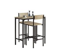 SoBuy Tavolo bar alto con sgabelli - Penisola cucina salvaspazio 87cm per angolo bar, mobile bar o balcone - Tavolino bar cucina piccolo stile industriale in MDF e metallo OGT03-N