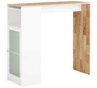 SoBuy - Tavolo Bar Con Una Anta In Vetro Tavolo Da Pranzo Tavolo Da Balcone Bianco-naturale 108x40x105 Cm Fwt99-wn