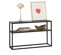 SoBuy Tavolo consolle vintage con superficie in vetro Tavolo da ingresso in metallo L110xP30xA70cm, FSB43-SCH