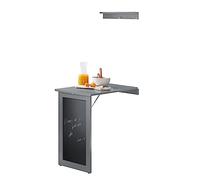 SoBuy Tavolo Pieghevole da Muro con Foglia Abbattibile Tavolo da Pranzo Allungabile con Lavagna Memo Tavolo Salvaspazio Pieghevole per Cucina, Ufficio e Piccoli Spazi Grigio 50 x 75 x 76 cm FWT20-HG