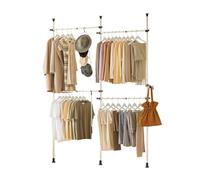 SoBuy Telescopic Appendiabiti da Terra, Robusto Stand Appendiabiti con Aste, Armadio Aperto Regolabile per Camera da Letto, Porta Abiti Bianco KLS03