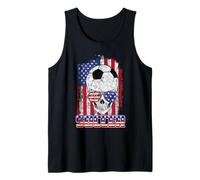 Soccer American Flag Skull Sunglass Patriotic 4th July Canotta