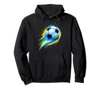 Soccer Ball Colorful Effect Tie Dye Blu Bianco Giallo Calcio Felpa con Cappuccio
