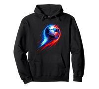 Soccer Ball Colorful Effect Tie Dye Blu Bianco Rosso Calcio Felpa con Cappuccio