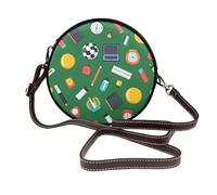 Soccer Clock - Borsa a tracolla da donna, rotonda, con righello e cinturino regolabile, in pelle vegana