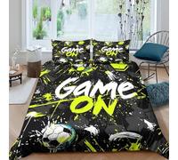 Soccer Game OnSet Di Copripiumino morbida microfibra 2 Pezzi stampa di 3D con cerniera Dynamic Sports Graphic copripiumino con federa soffice ultra morbido e traspirante for bambini Single（135x200cm）