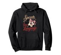 Soccer Is My Love Language - Pallina con Fiocco Rosa e Cuori Felpa con Cappuccio