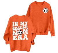 Soccer Mom Felpa Donna Divertente In My Soccer Mom Camicie Grafiche Autunno Calcio Mama Maniche Lunghe Top felpe oversize, Arancione, L