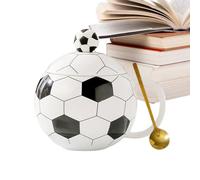 Soccer Mug with Spoon - Cute Football Coffee Cup for Hot Tea | Ceramic Coffee Mug, Novelty Soccer Design, Easy Grip Handle, Spoon Included, Enjoy Beverage at Home Office Kitchen or Sports Events