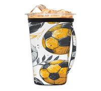 Soccer Nature Fusion - Custodia riutilizzabile per caffè freddo con manico, portabicchieri isolato in neoprene per bevande fredde, tazza da caffè accogliente, adatta a tazze, bicchieri, tazze da 510
