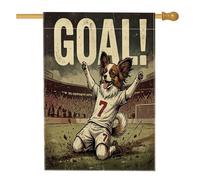 Soccer Papillon, bandiera per la casa del cane, 71 x 101 cm, per esterni, stile retrò, divertente, standard, verticale, in lino, decorazione per esterni