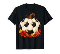 Soccer Pumpkin Thanksgiving Fall Autumn Leaves Boys Men Maglietta