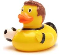 Soccer rubber Duck nero-giallo | Duckshop | Bathduck | L: 9 cm
