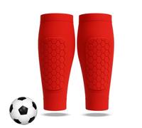 Soccer Shin Guards for Youth & Adult with Lightweight Honeycomb Pads, Durable Protection & Breathable Shin Guards for Daily Training (Red,Large)