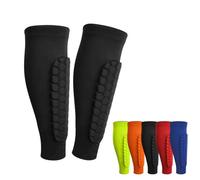 Soccer Shin Guards Shin Pads for Kids Youth Adult, Calf Compression Sleeve with Honeycomb Pads, Lightweight Calf Protectiv Soccer Shin Guards (Black,L (under 150 lbs))