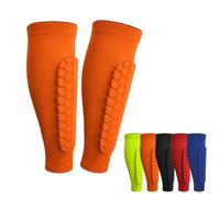 Soccer Shin Guards Shin Pads for Kids Youth Adult, Calf Compression Sleeve with Honeycomb Pads, Lightweight Calf Protectiv Soccer Shin Guards (Orange,XL (under 200 lbs))