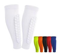 Soccer Shin Guards Shin Pads for Kids Youth Adult, Calf Compression Sleeve with Honeycomb Pads, Lightweight Calf Protectiv Soccer Shin Guards (White,XL (under 200 lbs))