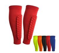 Soccer Shin Guards Shin Pads for Kids Youth Adult, Calf Compression Sleeve with Honeycomb Pads, Lightweight Calf Protectiv Soccer Shin Guards (Red,M (under 120 lbs))