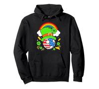 Soccer St Patricks Day USA Flag Rainbow Shamrock Clover Felpa con Cappuccio