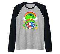 Soccer St Patricks Day USA Flag Rainbow Shamrock Clover Maglia con Maniche Raglan