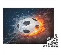 SoccerBall-DynamicSportsArt Adult Jigsaw Puzzle Fiery Soccer Ball with Sparks Educational Game Decompression for Adults Teens & Home Decor 38x26cm/1000pcs