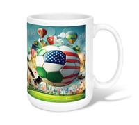 Soccerball Tazza da caffè in ceramica con aquila vivace e vivace in mongolfiera, con manico, ideale per amicizia, famiglia, colleghi, insegnanti, personale innamorato, 425,2 g