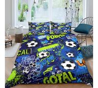 SoccerDesignSet Di Copripiumino ultra microfibra 3 Pezzi stampa di 3D cerniera nascosta UrbanStreetStyle copripiumino con federa soffice ultra morbido e traspirante for bambini Single（135x200cm）