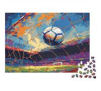 SoccerGoalNetArt Puzzle 1000 Pezzi Idea Regalo Uomo E Donna Palla da calcio alla scena rete di gol Giochi Educativo Sfida Regalo Intrattenimento Creativo Erwachsene Kinder Ab 8 Jahren 52x38cm