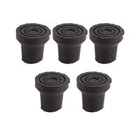 Socche di stampella in gomma NSXAYIWE 5pcs, punte di canna da passeggio di supporto, punte di stampella di ricambio da 16 mm con guarnizioni in metallo per bastoncini da passeggio (NERO)