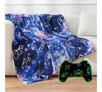 SOCHOW Coperta di Pile Gamepad, Fluorescente Si Illumina al Buio Super Morbida Coperta, coperta per tutte le stagioni per bambini 127 x 150 cm, Blu