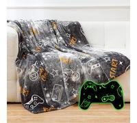 SOCHOW Coperta di Pile Gamepad, Fluorescente Si Illumina al Buio Super Morbida Coperta, coperta per tutte le stagioni per bambini 127 x 150 cm, Grigio