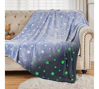 SOCHOW Coperta di Pile Stelle, Fluorescente Si Illumina al Buio Super Morbida Coperta, coperta per tutte le stagioni per bambini 127 x 150 cm, Blu