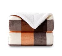 SOCHOW Coperta Plaid Matrimoniale in pile Sherpa, Coperta Plaid Doppio Strato Super Morbida Accogliente e Caldo per Divano, Letto, 150 x 200 cm Arancione